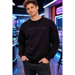 Space Shuttle Sweatshirt Men’s M Black Crewneck SpaceX Style Rocket Techwear